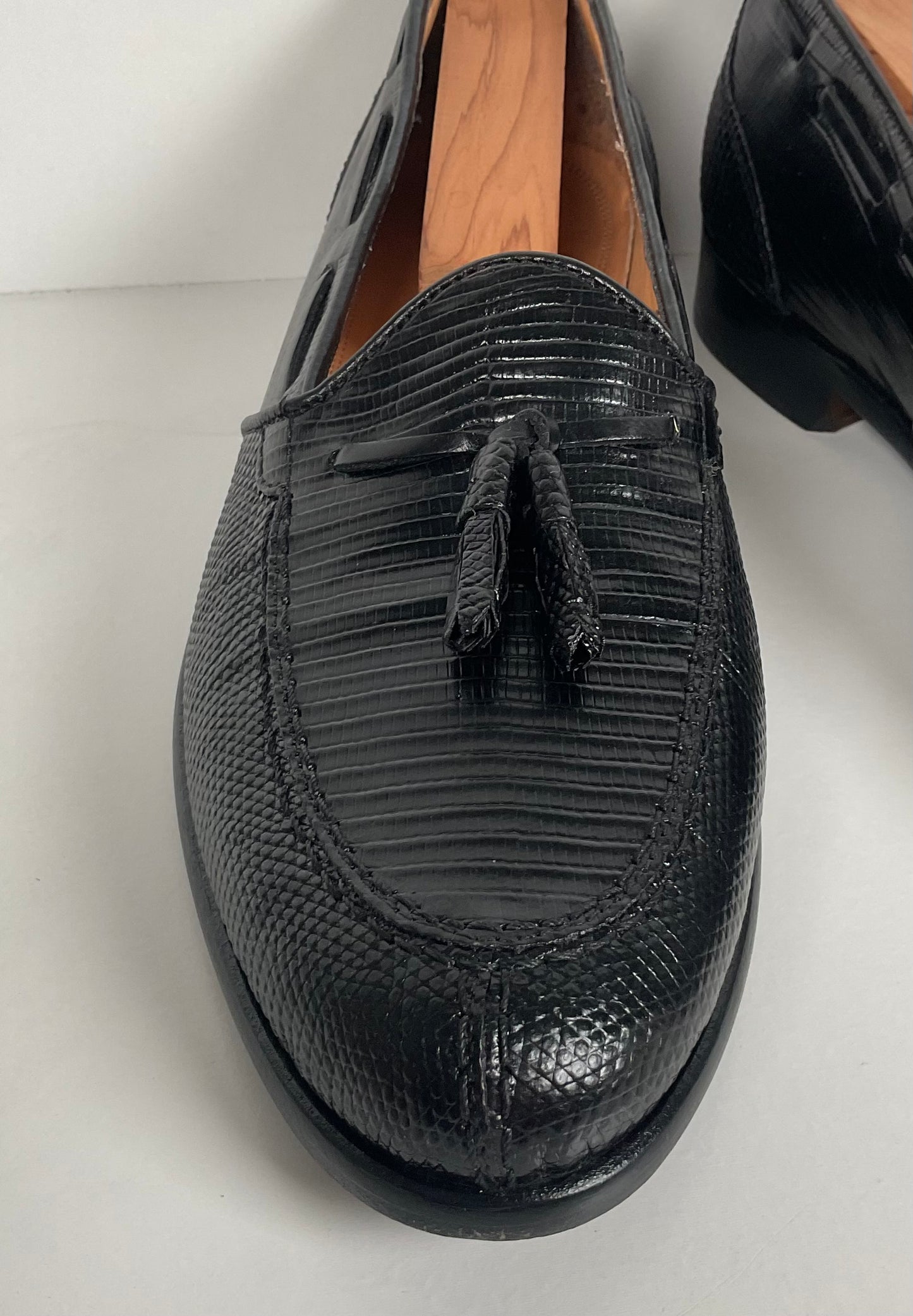 Zelli Italia | Teju Lizard Tassel Loafers | Black | Men’s 9 M
