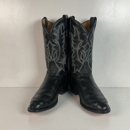Tony Lama Smooth, Pin Quill Ostrich Cowboy Boots 8.5 EE Wingtip Exotic USA
