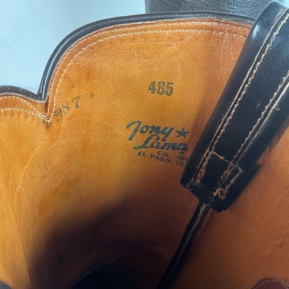 1960s Tony Lama Water Buffalo Cowboy Boots 8.5 D Gold Label Exotic