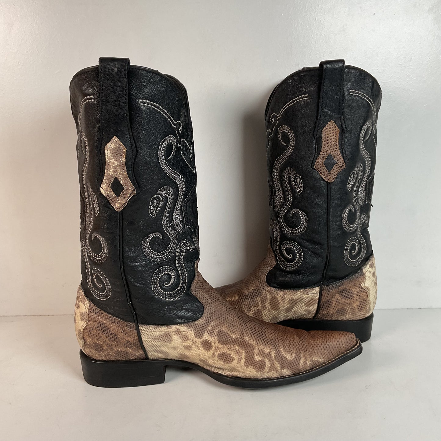 Cuadra Karung Snake Skin Cowboy Boots US 9 Exotic Pointed Toe