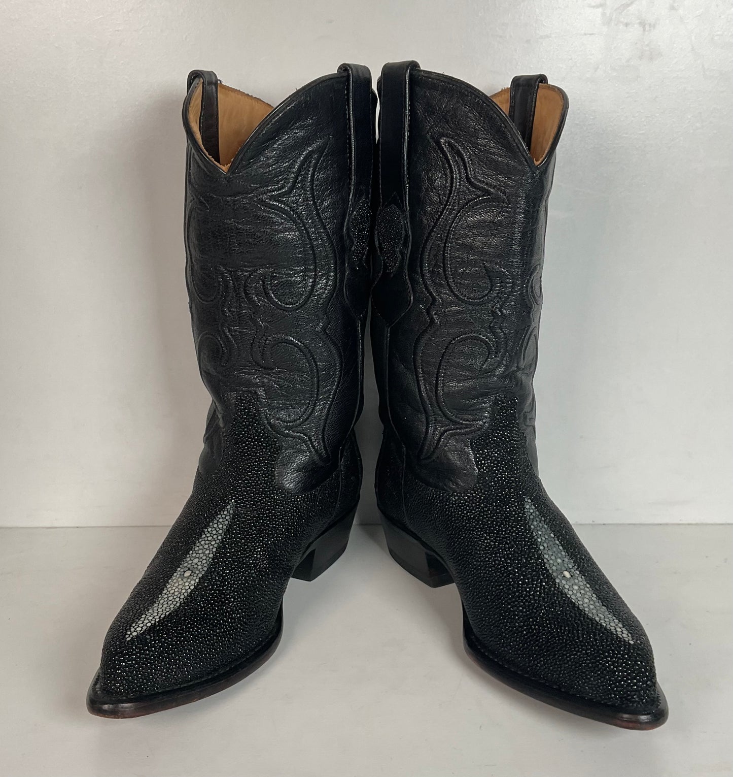 Los Altos Exotic Sea Stingray Cowgirl Boots 8 M Classic Black