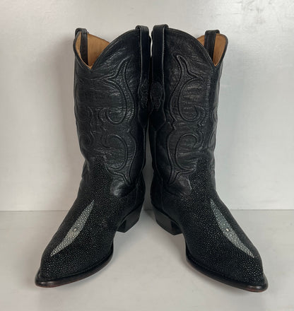Los Altos Exotic Sea Stingray Cowgirl Boots 8 M Classic Black