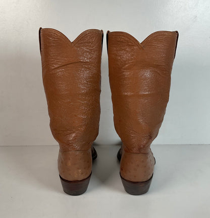 Vintage M.L. Leddy Full Ostrich Quill Cowboy Boots Custom Thrashed