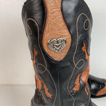 Vintage Ben Miller Cowgirl Boots | Tooled Inlays | Bucking Bronco | Women’s 10 B