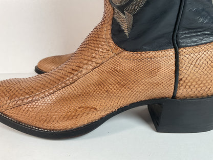Vintage Larry Mahan Snakeskin Cowboy Boots | Exotic | Narrow | Men’s 11 B