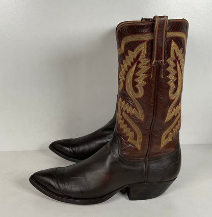 Custom Cowboy Boots | Wingtip Triad | Dark Brown Calfskin | Narrow | Men’s 9.5