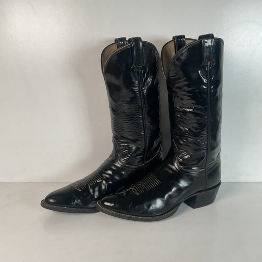 Late 1960s Tony Lama Patent Leather Cowboy Boots 10.5 D Glossy USA Made