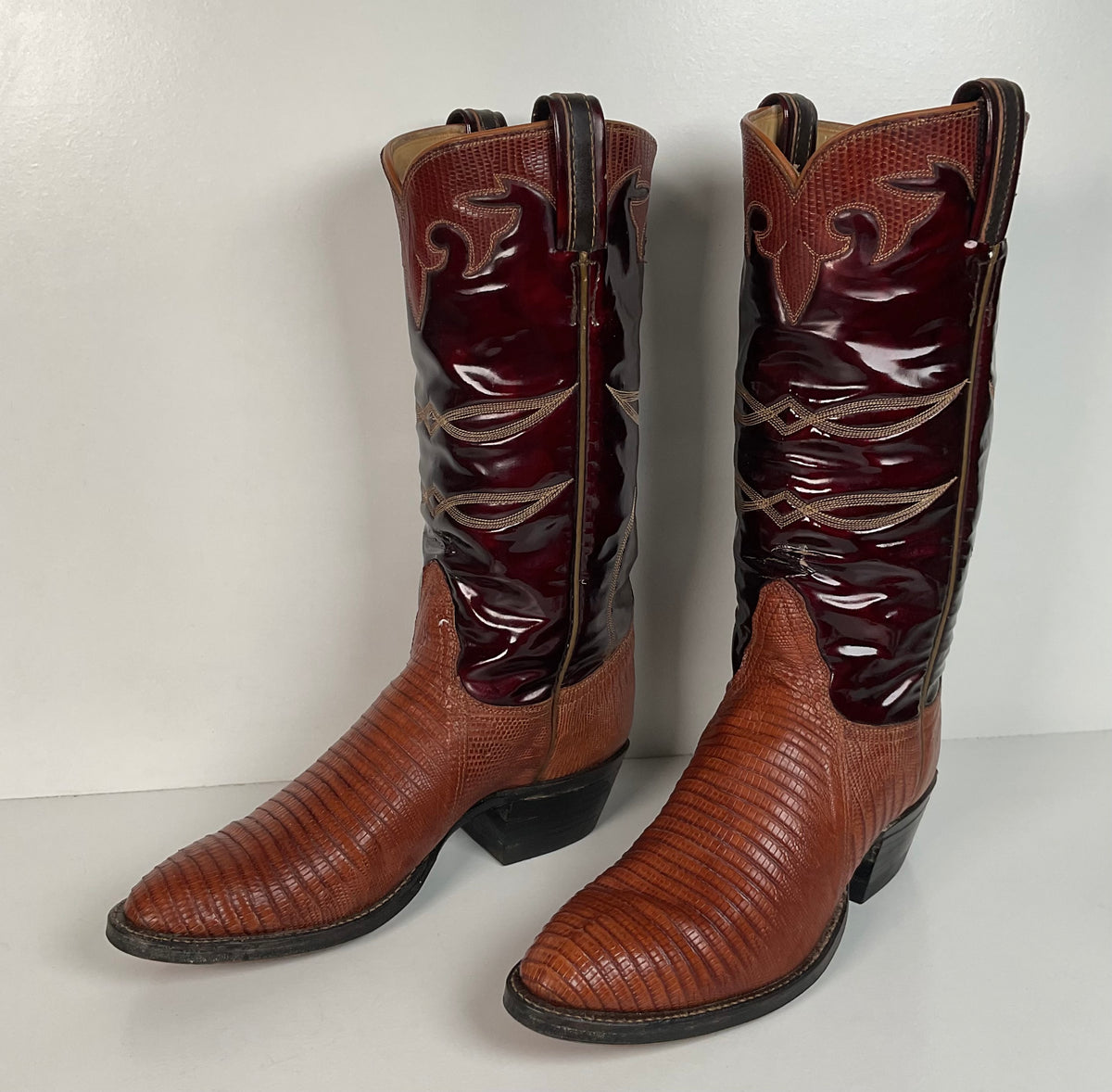 Vintage Tony Lama Teju Lizard Cowgirl Boots | Patent Leather | 6 C | Women’s 7