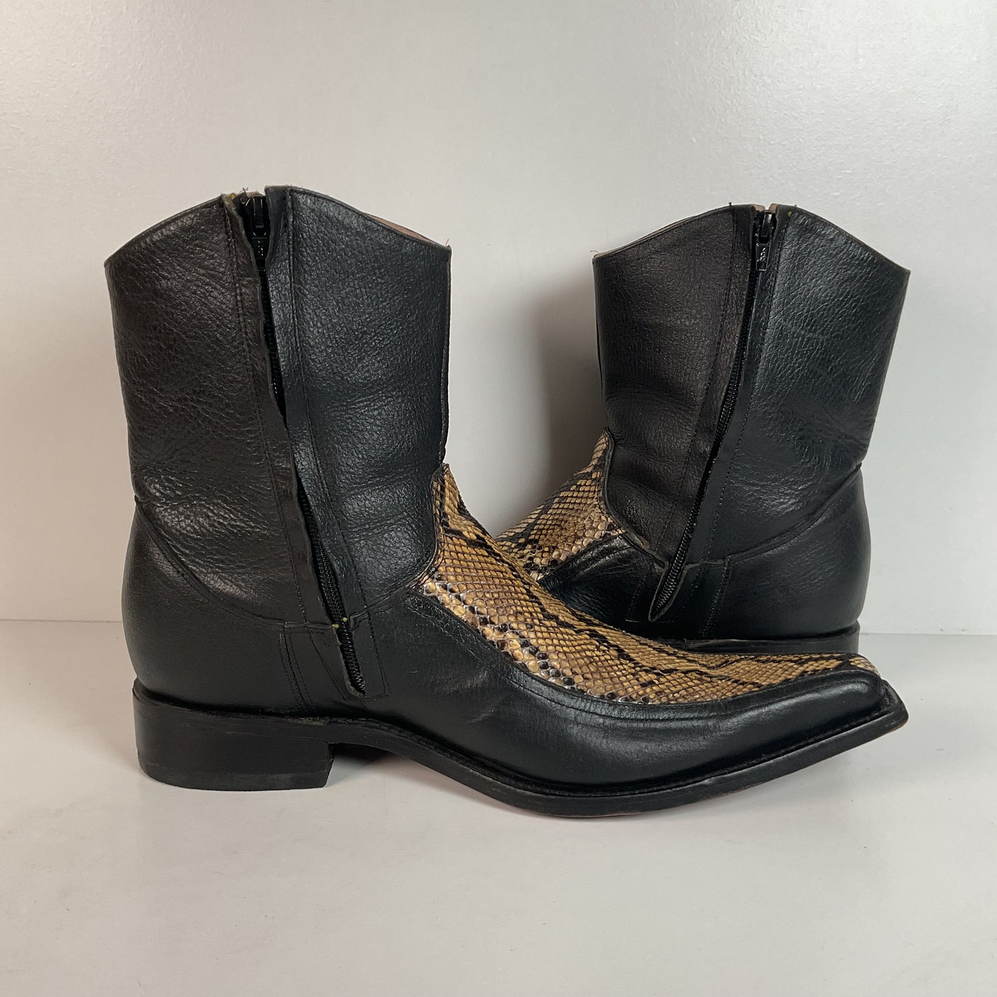 Python Snakeskin Ankle Boots | Western Side Zip | Mex 30.5 | USA 12.5