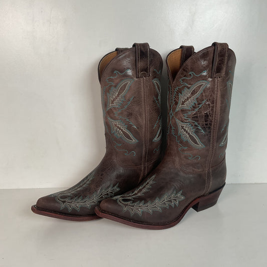 Justin Women’s Bent Rail Cowgirl Boots 9 B Distressed Chocolate Puma