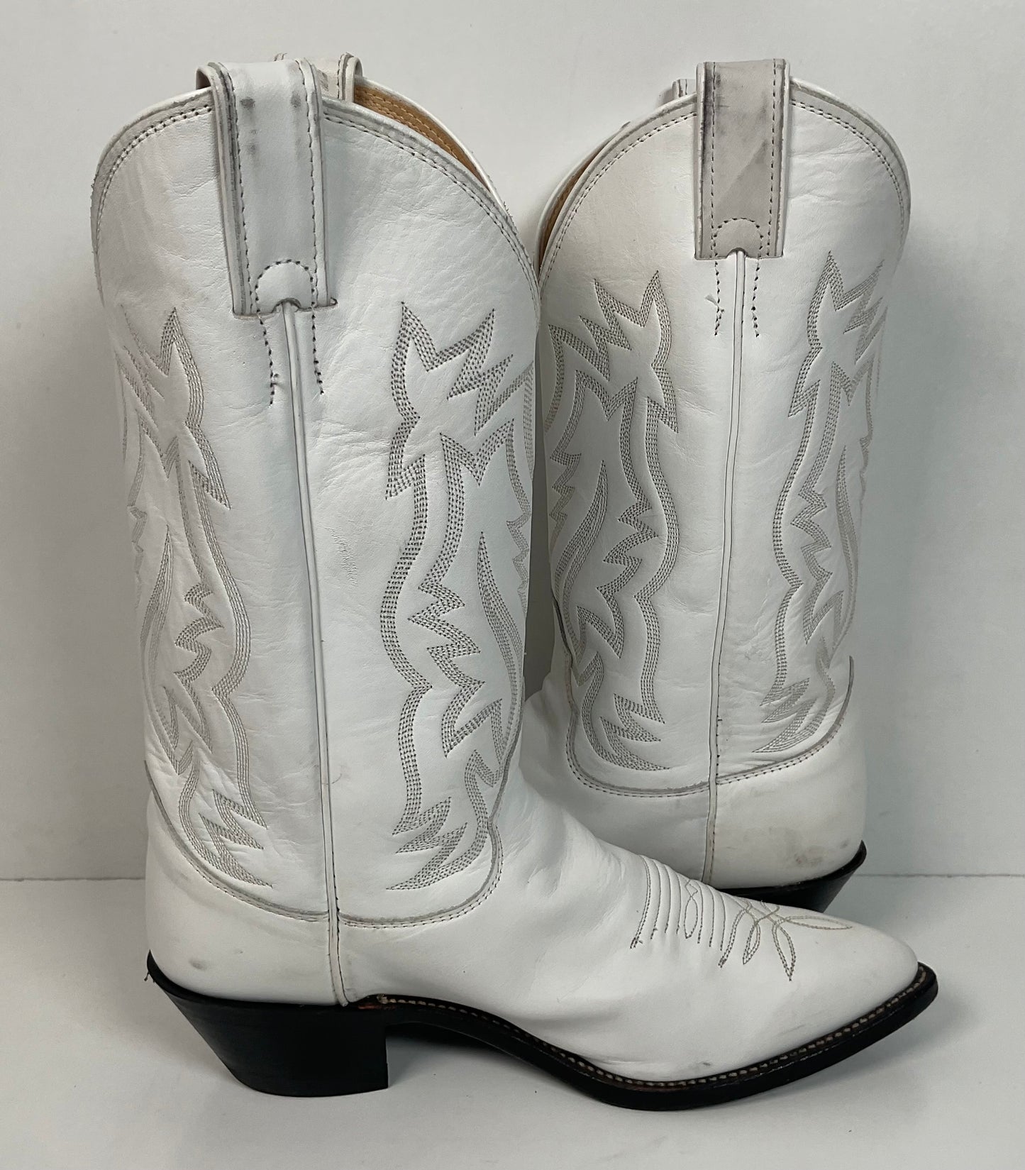 Justin Wedding White Cowgirl Boots 8 B USA Made