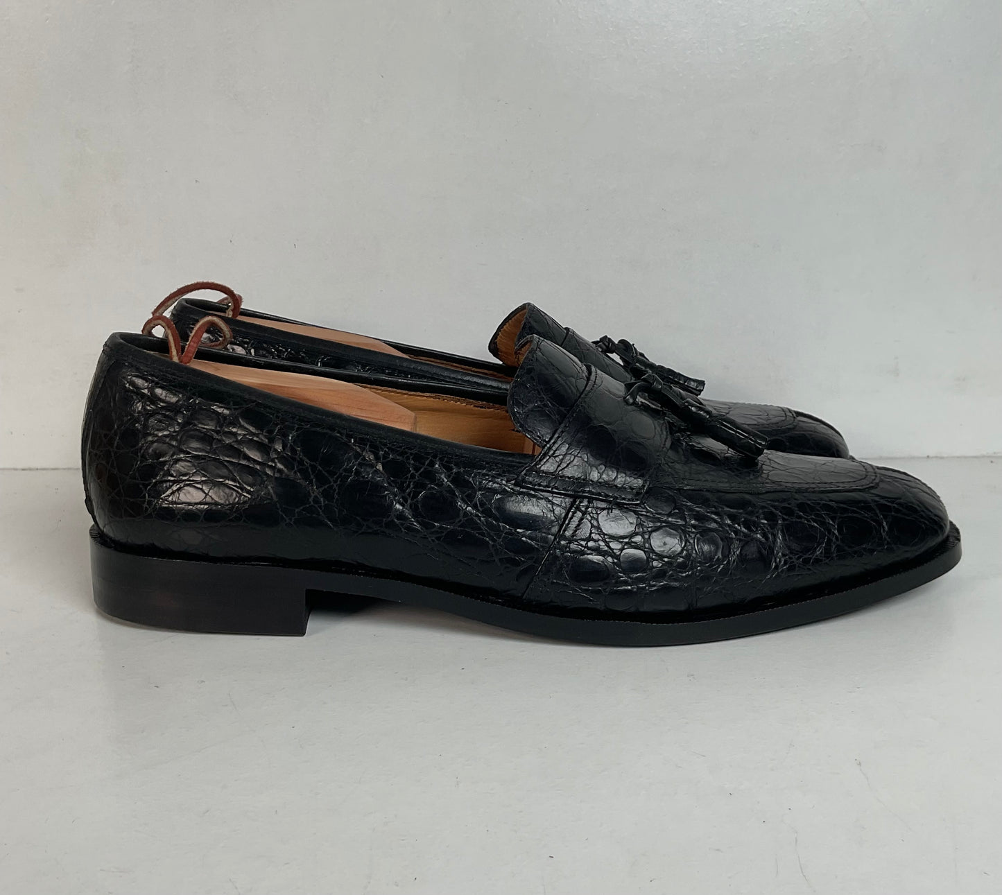 Zelli Franco Crocodile Tassel Loafer | Black | 12 M