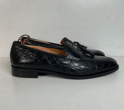 Zelli Franco Crocodile Tassel Loafer | Black | 12 M