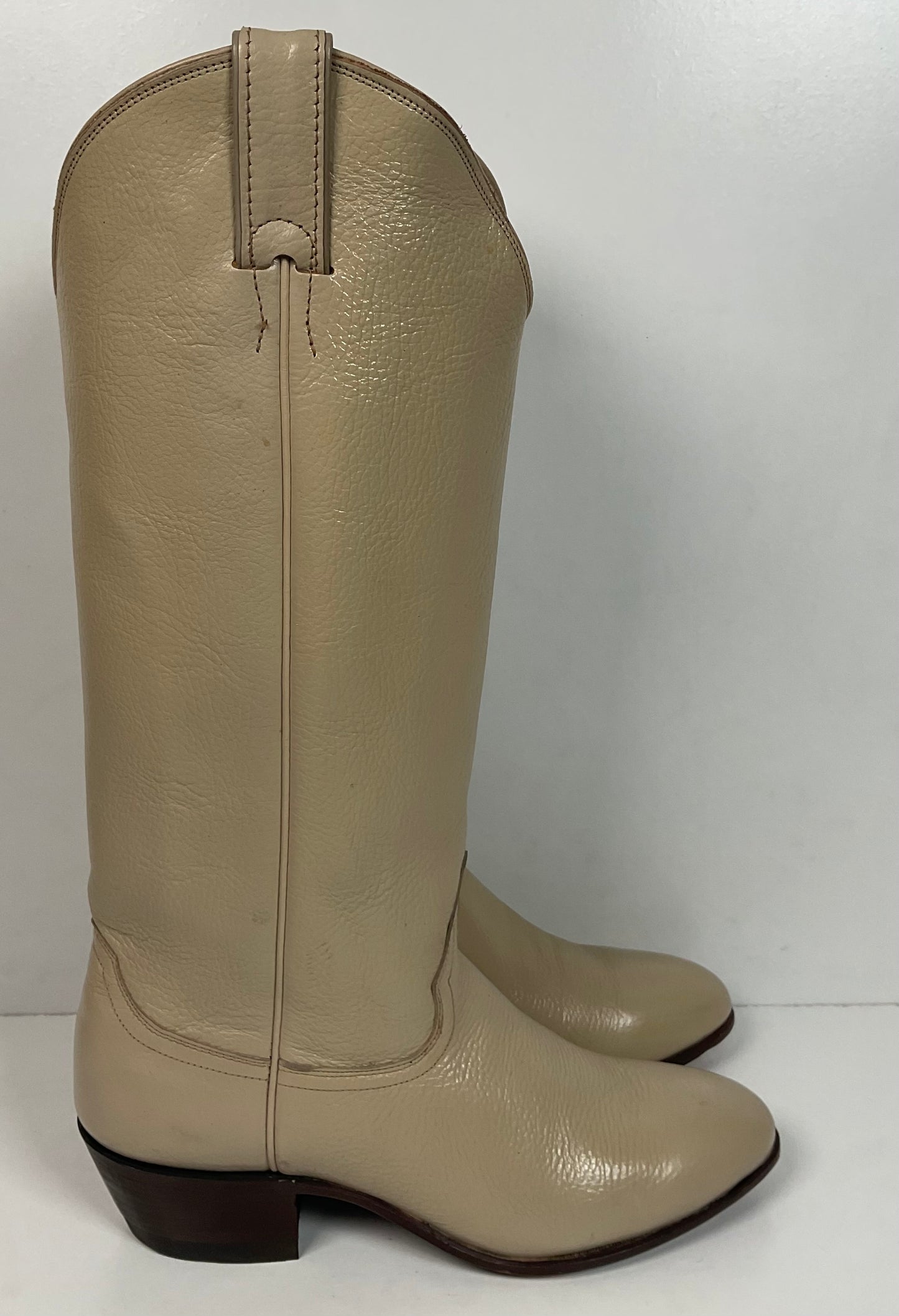 Justin Women’s Tall Bone Leather Cowgirl Boots 8 B USA Made