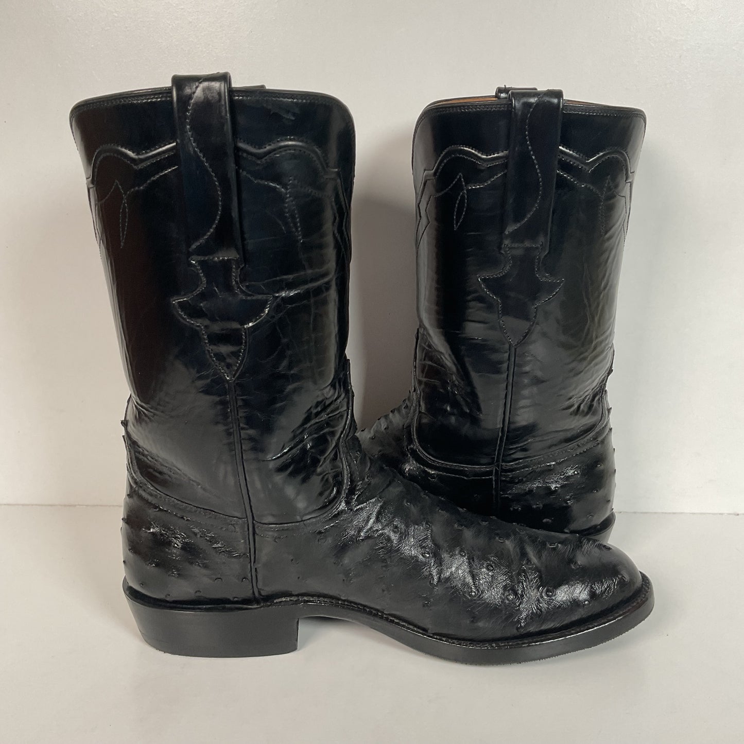 Recrafted Lucchese Classics Handmade Ostrich Quill Roper Boots 8.5 D Exotic