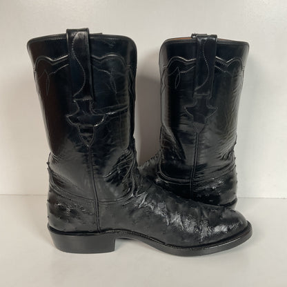 Recrafted Lucchese Classics Handmade Ostrich Quill Roper Boots 8.5 D Exotic