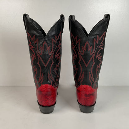 Vintage Justin Teju Lizard Cowgirl Boots | USA Made | Ruby Red | Women’s 7.5 B