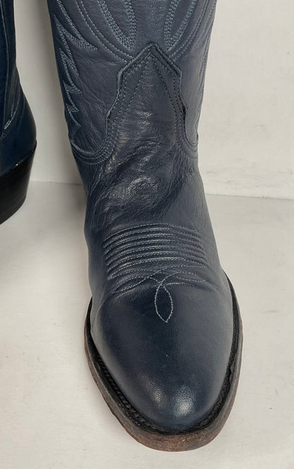 Vintage Nocona Deertan Cowboy Boots | USA Made | Blue | Men’s 6 B | Women’s 7