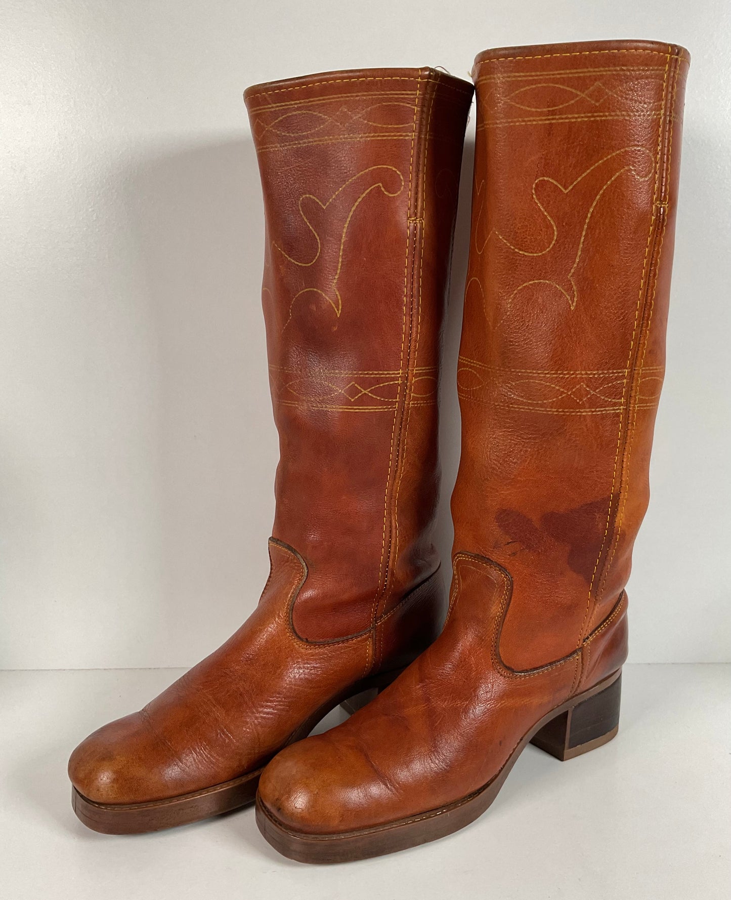 Vintage Longhorn Stitched Campus Boots 7.5 M USA Made Chunky