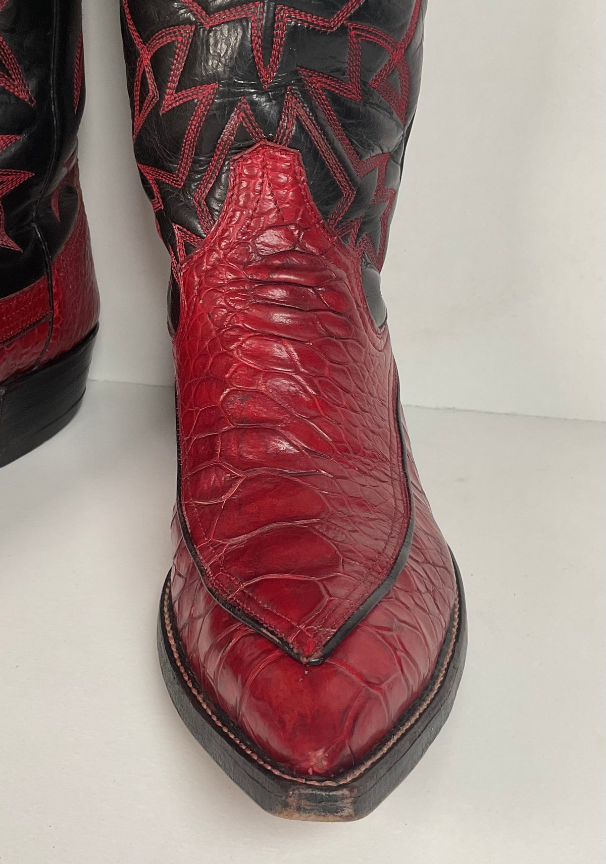 Vintage Cowtown Algonquin Toe Cowboy Boots | Pre-Ban Sea Turtle | Red | Men’s 8 D