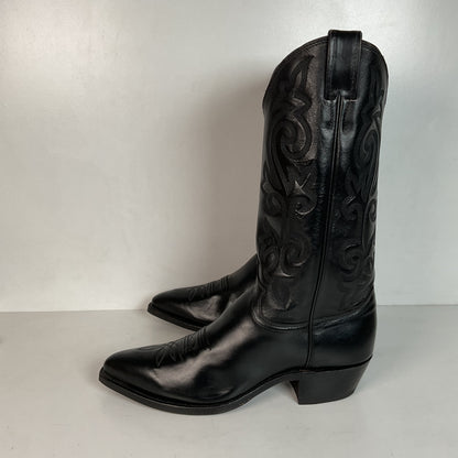 Justin Corona Top Leather Cowboy Boots 9.5 B USA Style 1434 Classic Black