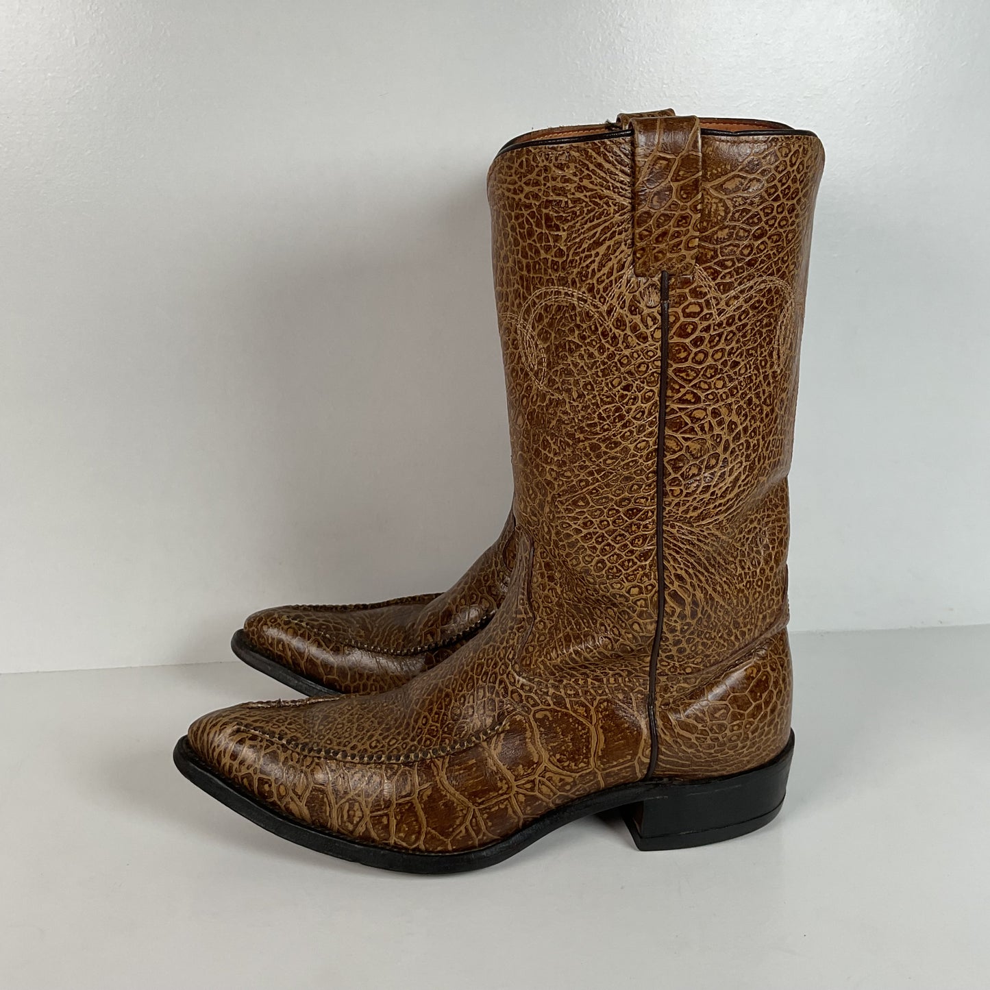Vintage Wrangler Algonquin Toe Cowboy Boots | Sea Turtle Imitation Print | Men’s 9.5 D