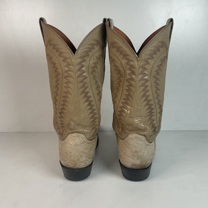 Vintage Justin Exotic Elephant Cowboy Boots 12 AA (Extra Narrow) Distressed