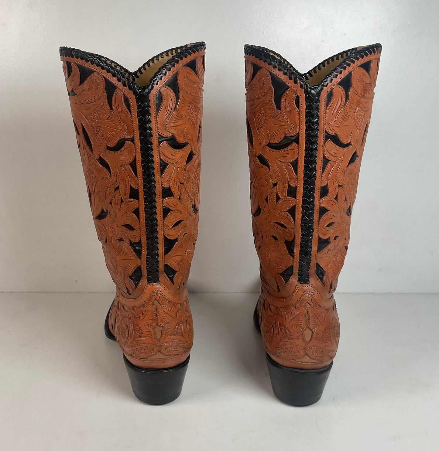 Cock of The Walk Cowboy Boots 12.5 Hand Tooled Carrie Cameron Designs