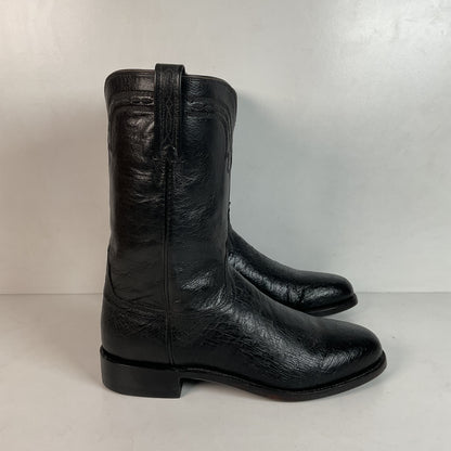 Lucchese 2000 Exotic Smooth Ostrich Roper Boots 9.5 D Made in Texas