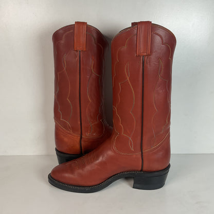 Vintage Tony Lama Rainbow Stitched Cowboy Boots 9 EE Gold Label Vibram Trucker
