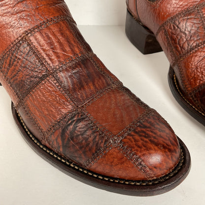 Vintage Sanders Shark Patchwork Cowboy Boots | Exotic | Extra Narrow | 11.5 AA