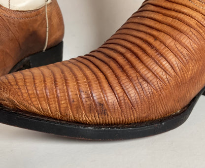 Vintage Cuadra Butterfly Cowgirl Boots | Teju Lizard | Tooled Inlays | Women’s 8
