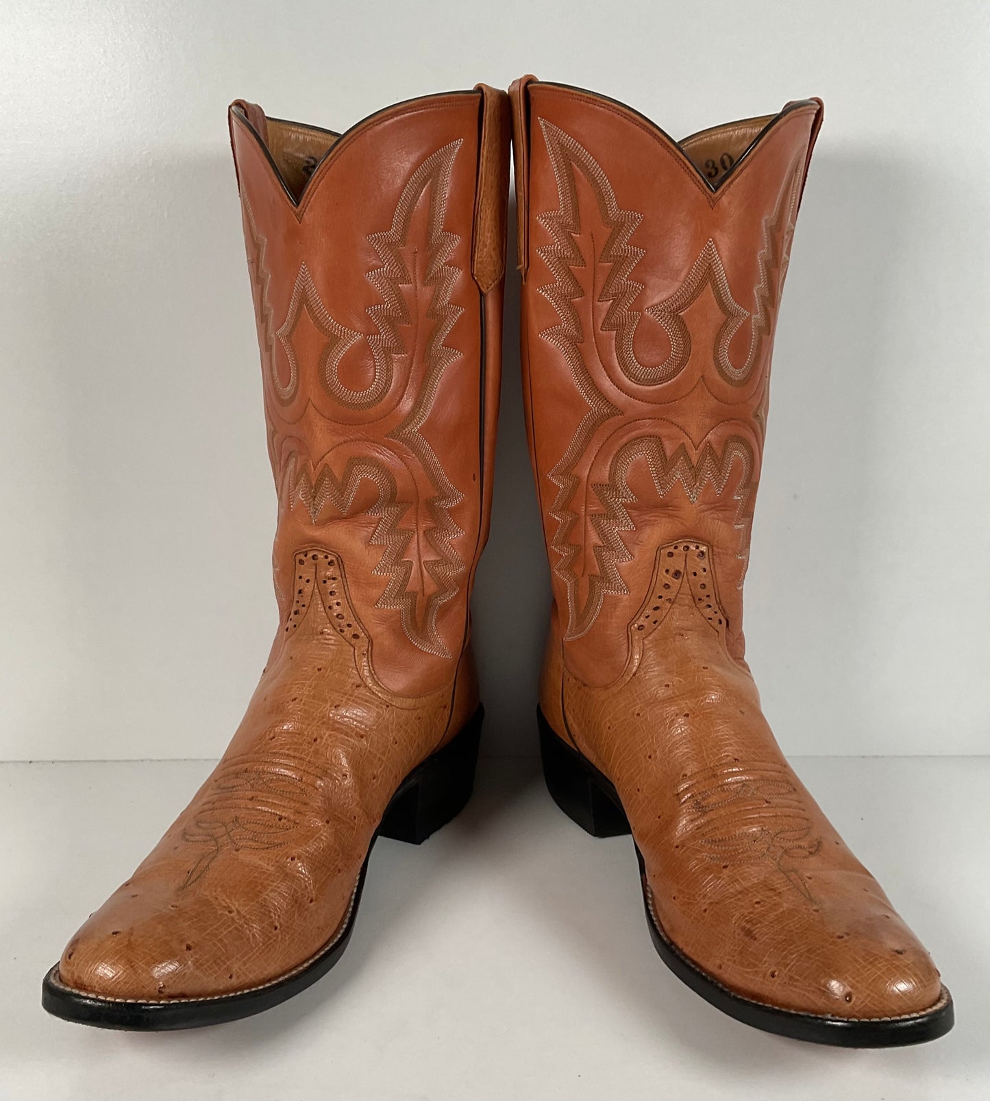 Rios Of Mercedes Smooth Ostrich Cowboy Boots 13 B Exotic USA Made