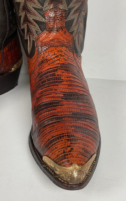 Vintage Dan Post Teju Lizard Cowboy Boots | Natural Cut | USA Made | Men’s 8.5 B