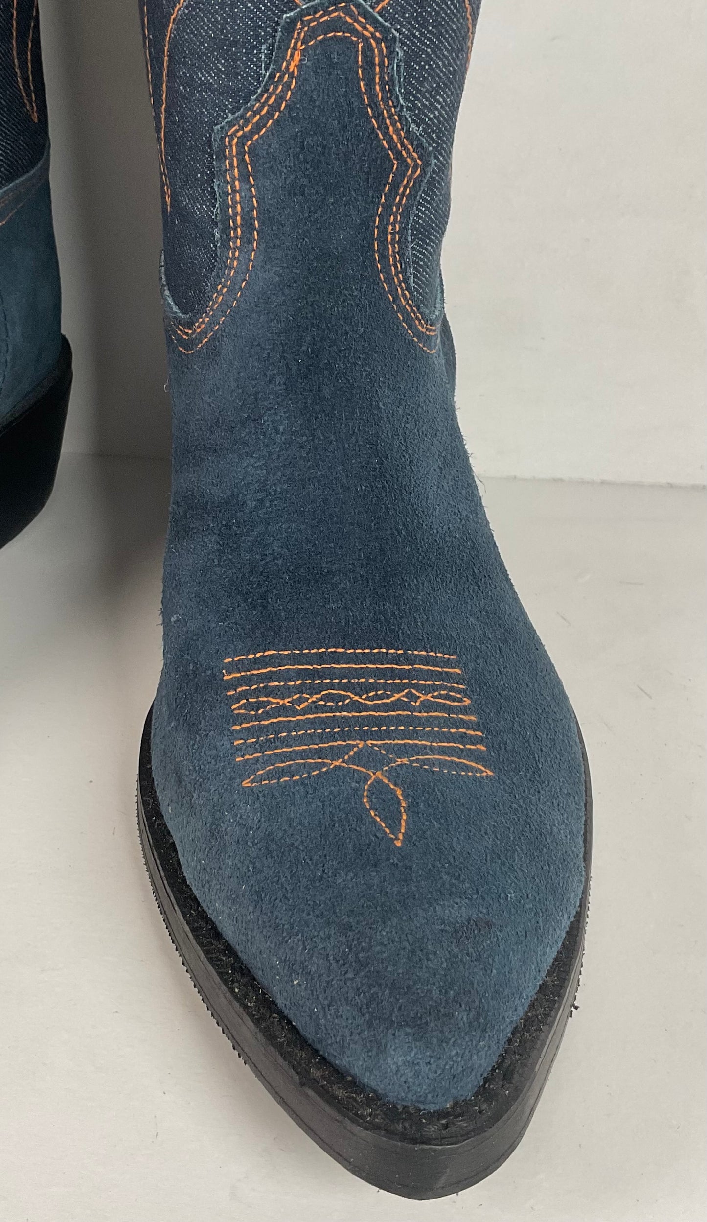 Vintage Blue Jean Denim Cowboy Boots | USA Made | 1970s | Men’s 11 D
