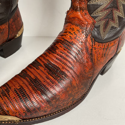 Vintage Dan Post Teju Lizard Cowboy Boots | Natural Cut | USA Made | Men’s 8.5 B