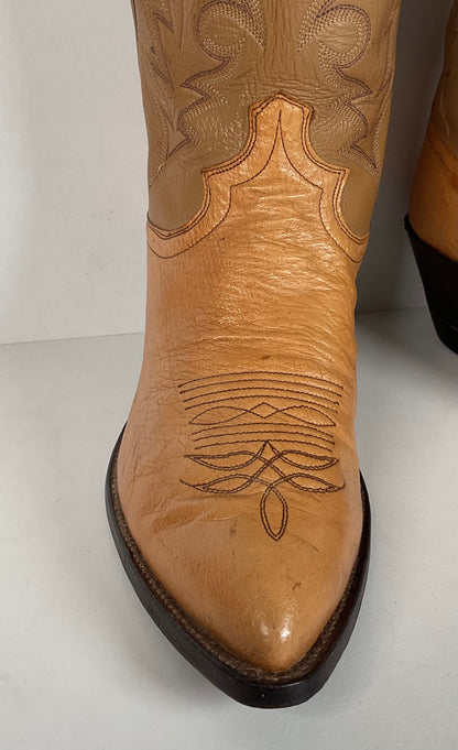 Vintage Justin Smooth Ostrich Cowboy Boots | USA Made | Butterscotch | 8 EE