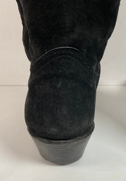 Vintage Nocona Black Suede Cowboy Boots 9 D USA Made Red Label