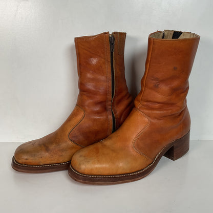 Vintage 60s Frye Chunky Campus Boots 11.5 D Black Label Recraft Thrashed