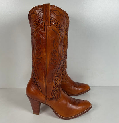 Vintage Dan Post Cowgirl Boots | Spanish Collection | Stacked Heel | Women’s 7.5