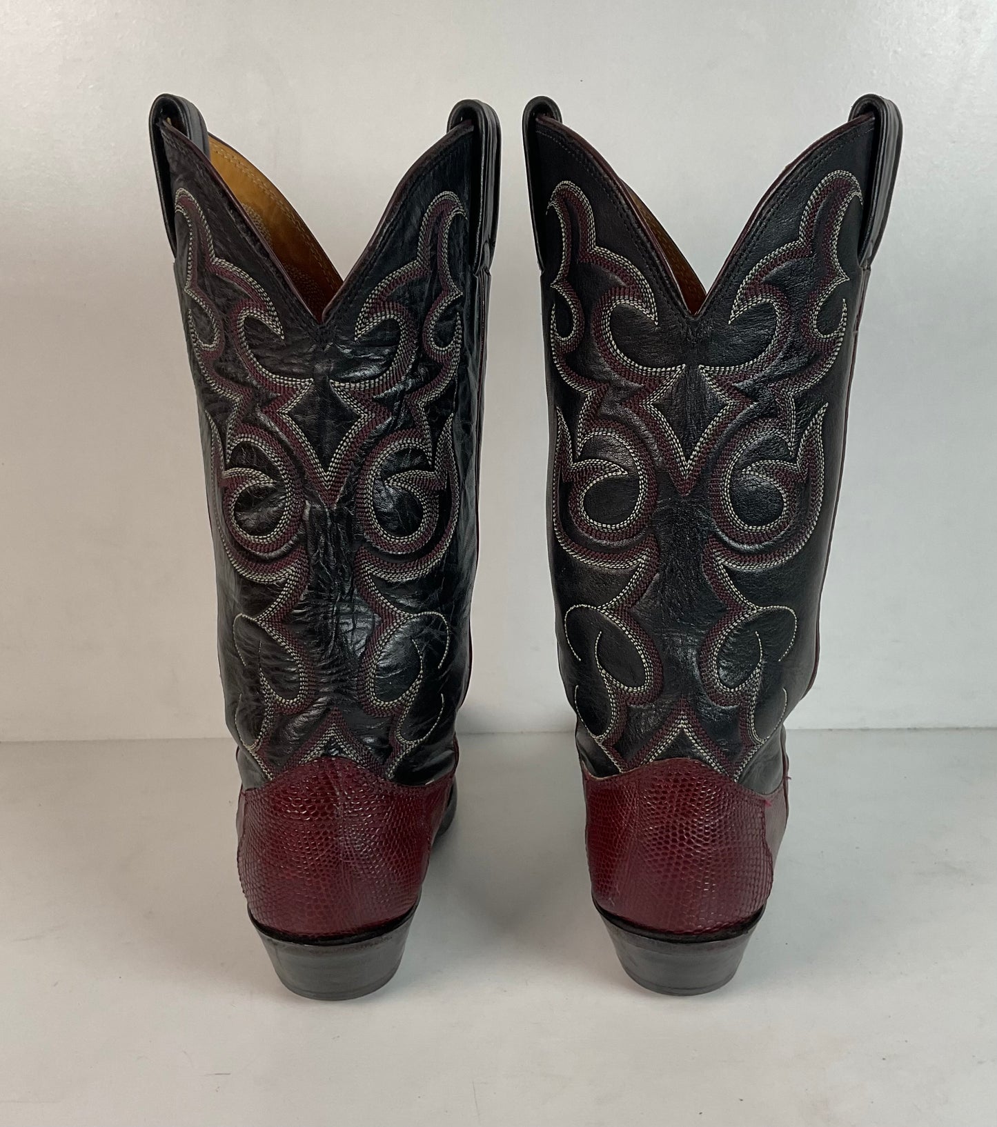 Vintage Nocona Plum Leather Cowgirl Boots 4 B Lizard Vamp