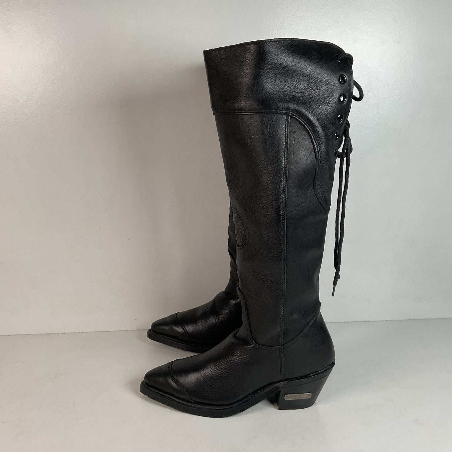 Vintage Harley Davidson Tall Motorcycle Boots 6.5 M Lace Up USA Made