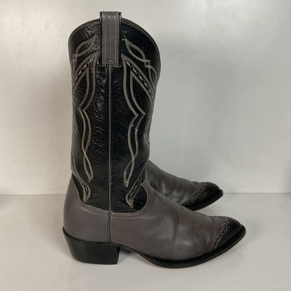 Vintage Tony Lama Grey Lizard Wingtip Cowboy Boots 10.5 D Gold Label Recraft
