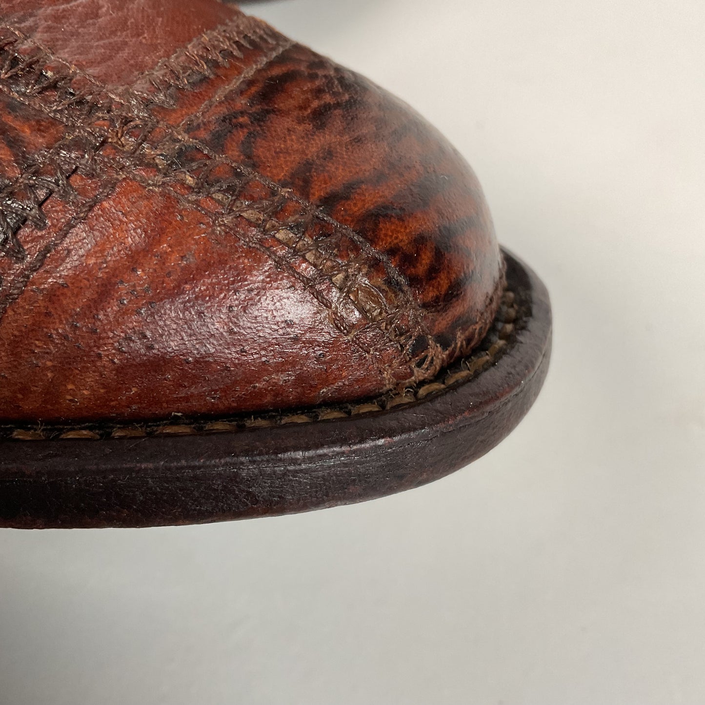 Vintage Sanders Shark Patchwork Cowboy Boots | Exotic | Extra Narrow | 11.5 AA