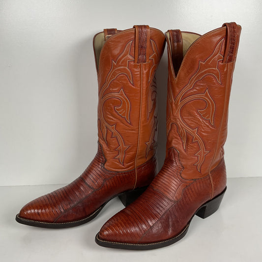 Vintage Hondo Cowboy Boots | Pieced Teju Lizard | Extra Wide | 10 EE