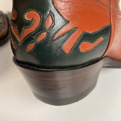 Vintage Caboots Wingtip Cowboy Boots | Tooled Inlays | Men’s 8 | Women’s 9