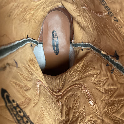 Lucchese 2000 Patent Leather Cowgirl Boots | Square Toe | Brown | USA Made | 6.5 C