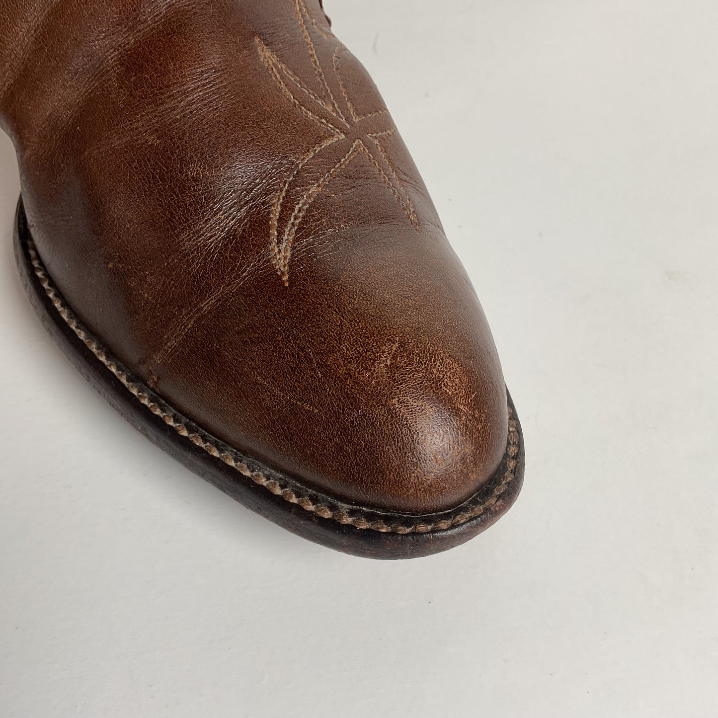 Vintage Dan Post Tall Tulip Cowgirl Boots 7.5 C Tooled Snakeskin Overlay