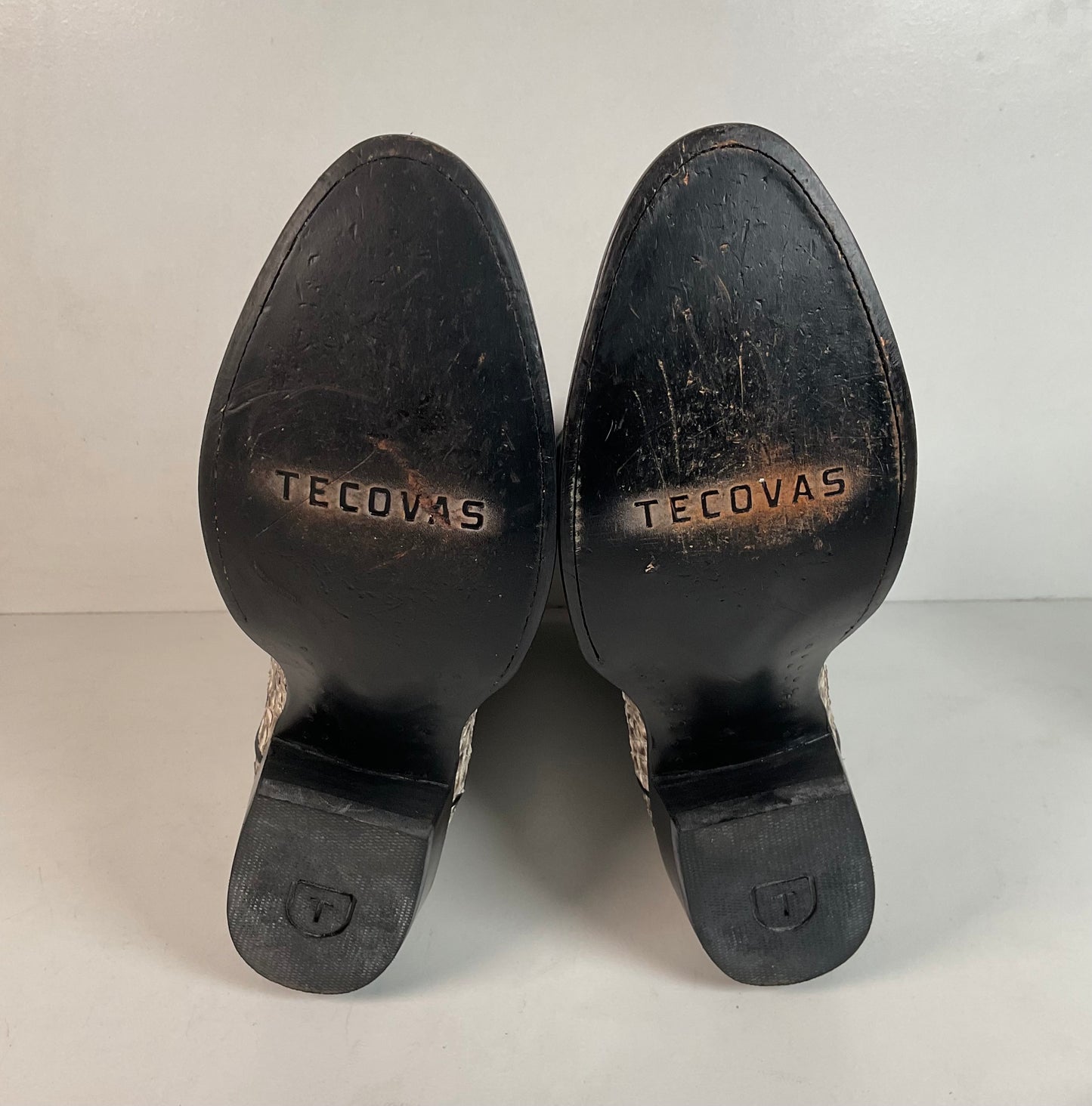 Tecovas “The Bryce” Python Cowboy Boots 12 D Belly Cut Snakeskin Original Box