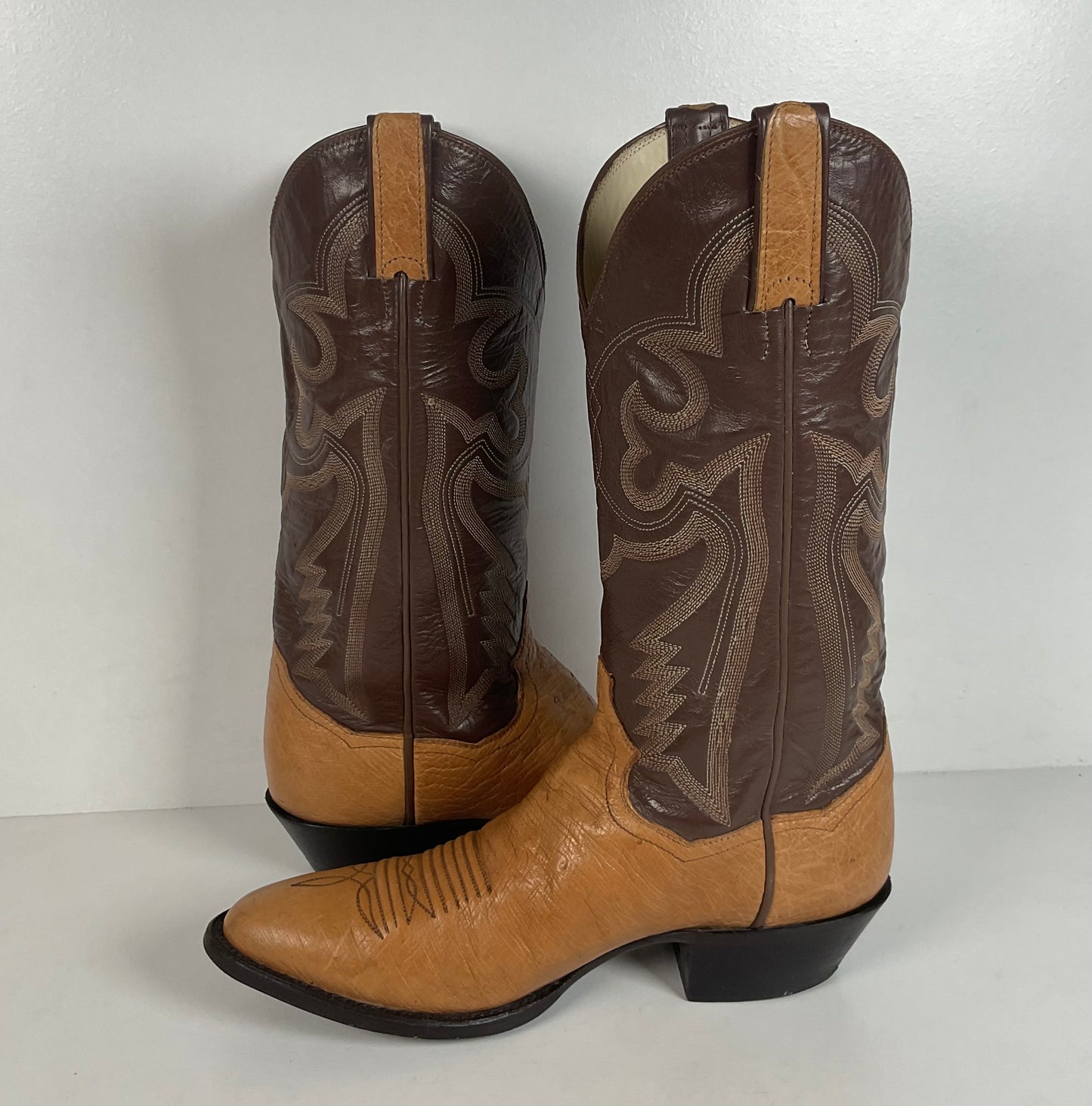 Vintage Panhandle Slim Cowboy Boots | Ostrich Leg & Smooth | Set of (2) | 8 D